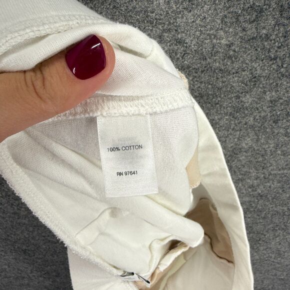 J. Jill Cropped Pants Women L Large White High Rise Pull On Capri Flat Front - Picture 8 of 9